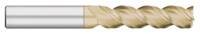 Carbide End Mills - 3 Flute Single End Long Length - 45° ZRN Coated for Aluminum