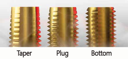 threading tap chamfer detail taper plug and bottom